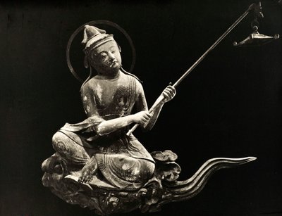 Bosatsu playing musical instrument, from the 11th century, Late Heian Period, Byodo-In, Kyoto, 1950 by Japanese Photographer